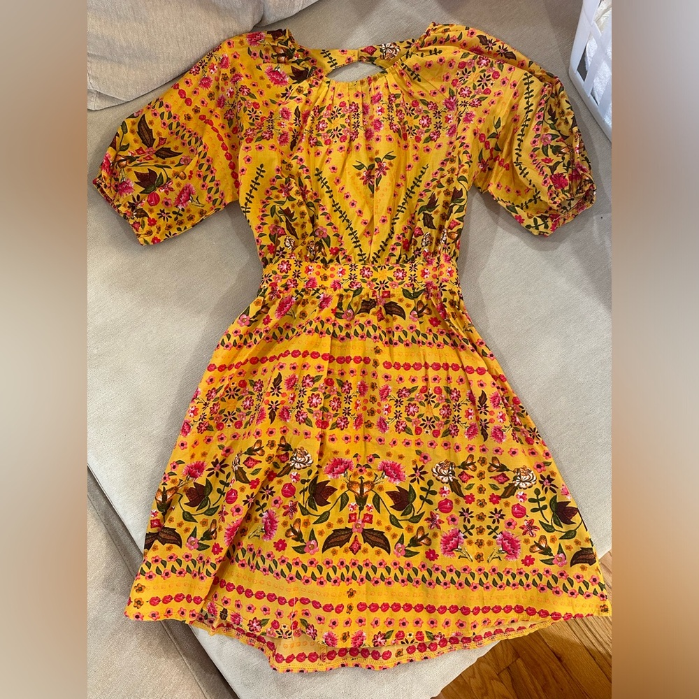 Floral Yellow Open back Dress